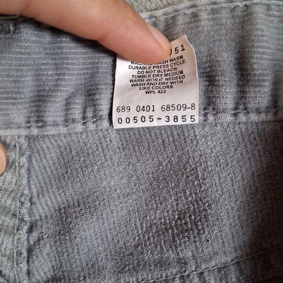 Vtg Y2K Levis 505 Corduroy Pants Straight Leg Mens 34x32 Inseam 32.5 Grey - Picture 6 of 7